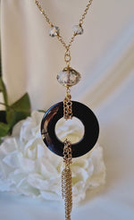Girocollo con onice e cristallo di rocca dipinto oro 24k
