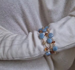 Bracciale multifilo con acquamarina e quarzo citrino