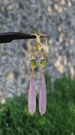 Orecchini a goccia con ametista e peridoto