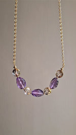Collana con ametista e quarzo dipinto oro 24k