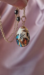 Collana con diamanti neri e ceramica dipinta oro puro 24k