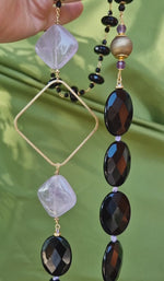 Collana lunga con ametista e onice